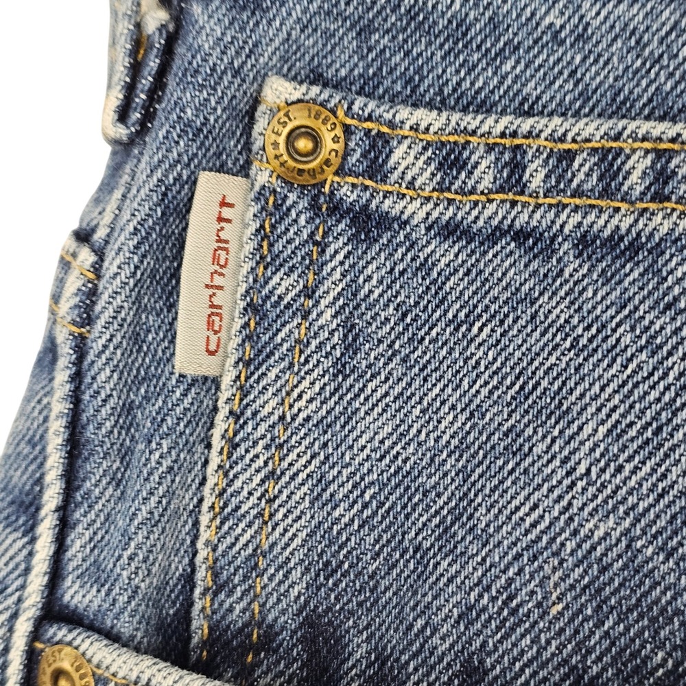 Carhartt Relaxed Fit Flannel Lined Jeans Mens 42x30 Blue Denim Workwear‎ Pants - Picture 6 of 13